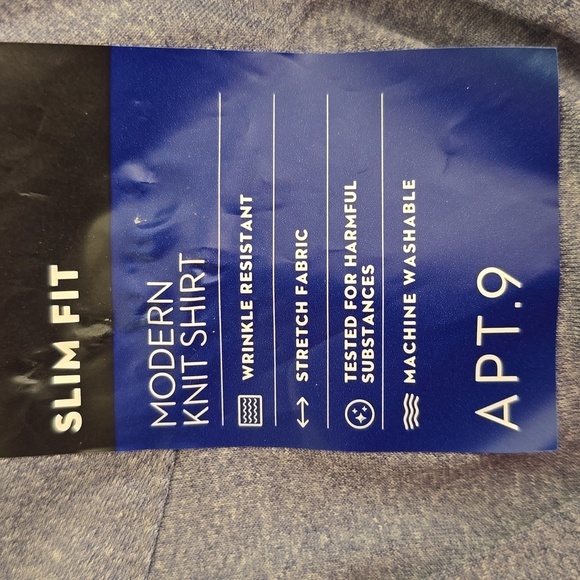 APT.9 MENS BLUE/GRAY LONG SLEEVE FRONT BUTTON DRESS SHIRT SIZE SLIM FIT SMALL - Picture 10 of 10